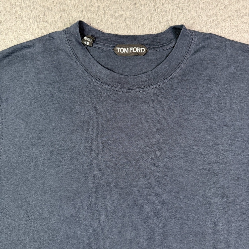 Tom Ford T-shirt Mens 46 (S) Ink Blue Crewneck Short Sleeve Cotton Lyocell